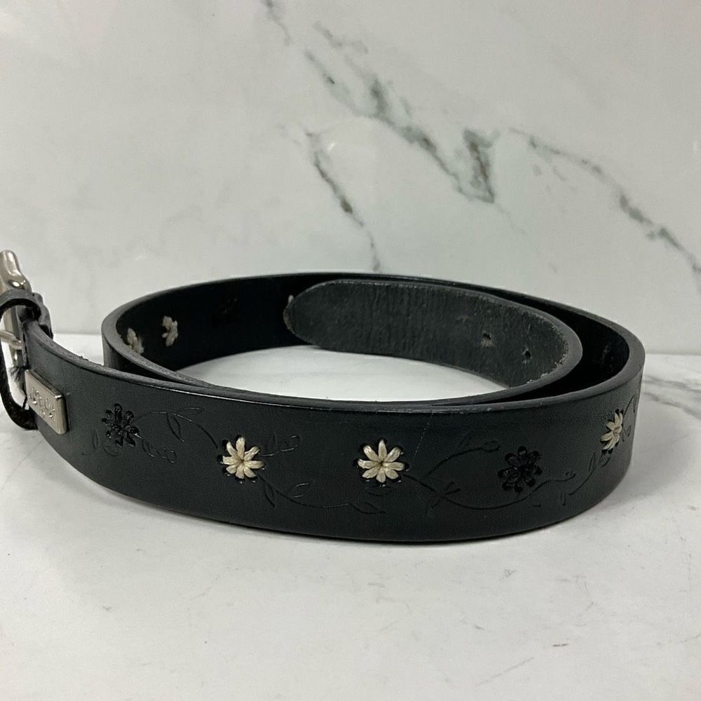 Youth Girls LEVI’S Black Leather Embroidered Belt - Picture 2 of 5